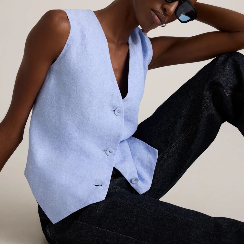 Quince linen blue vest